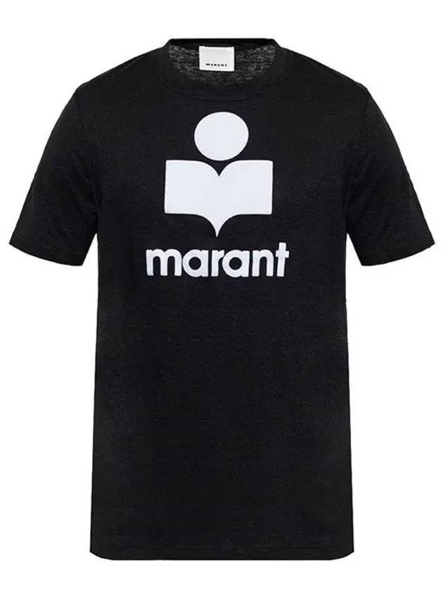 Karman Logo Print Linen Short Sleeve T-Shirt Black - ISABEL MARANT - BALAAN 2