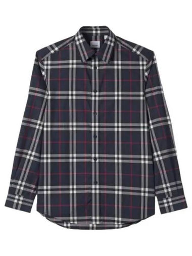 Checked poplin shirt navy - BURBERRY - BALAAN 1