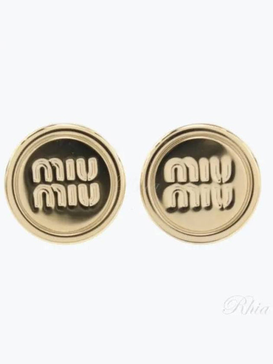 Round Logo Earrings Gold - MIU MIU - BALAAN 2