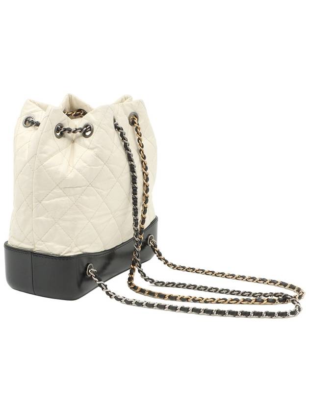 White Vintage Calfskin Gabrielle COCO Logo Small Chain Bucket Backpack 26th A94485 - CHANEL - BALAAN 4