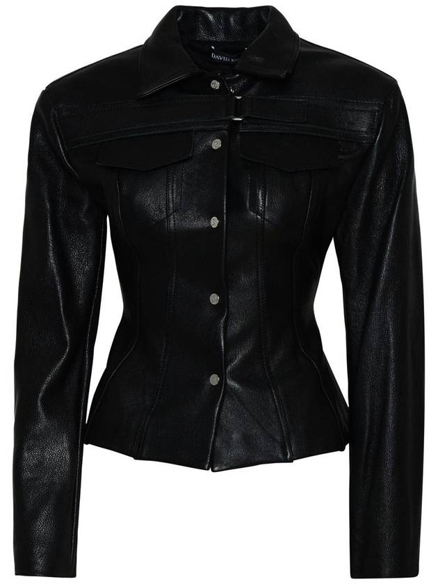 David Koma Black Leather Jacket - DAVID KOMA - BALAAN 1