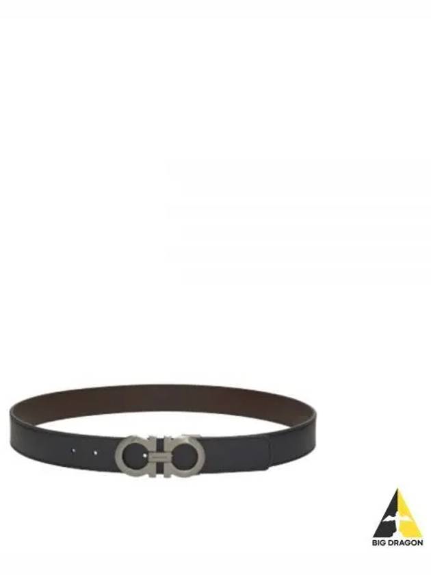 Gancini Reversible Adjustable Leather Belt Black Dark Brown - SALVATORE FERRAGAMO - BALAAN 2