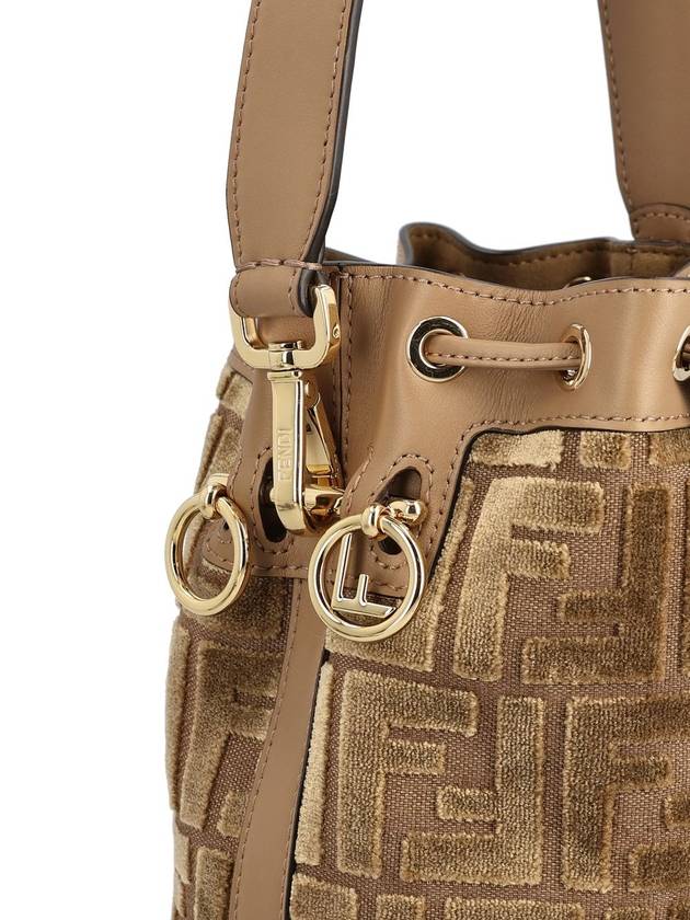 Mon Tresor FF Jacquard Velvet Mini Bucket Bag Brown - FENDI - BALAAN 5