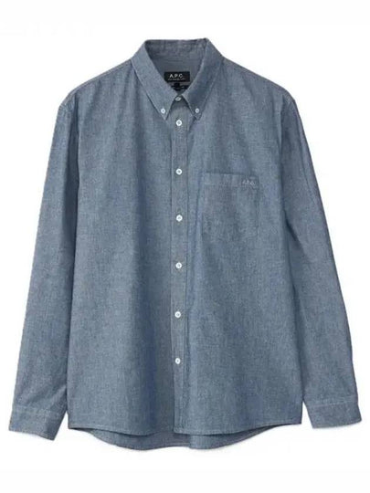 Chemise Edouard Logo Washing Denim Long Sleeve Shirt Blue - A.P.C. - BALAAN 2