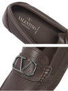 V logo signature leather loafers dark brown - VALENTINO - BALAAN.