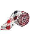 Gingham Check Silk Jacquard Neck Tie White Red - THOM BROWNE - BALAAN 4