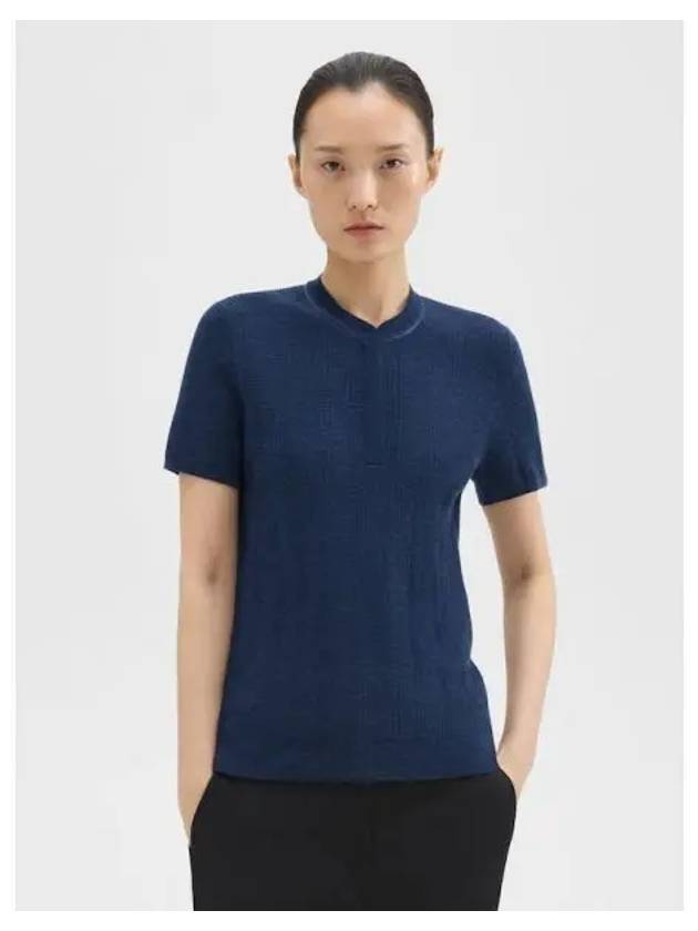 Women s Neo Bing Henry Neck Knit Pullover Blue Domestic Product GM0024030544022 - THEORY - BALAAN 1