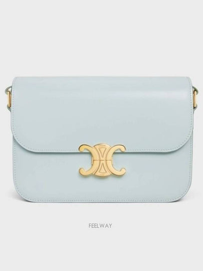 Classique Triomphe Shiny Calfskin Shoulder Bag Soft Blue - CELINE - BALAAN 2