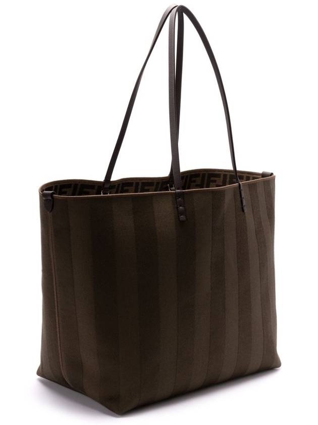 Roll Pequin Stripe Large Tote Bag Brown - FENDI - BALAAN 3