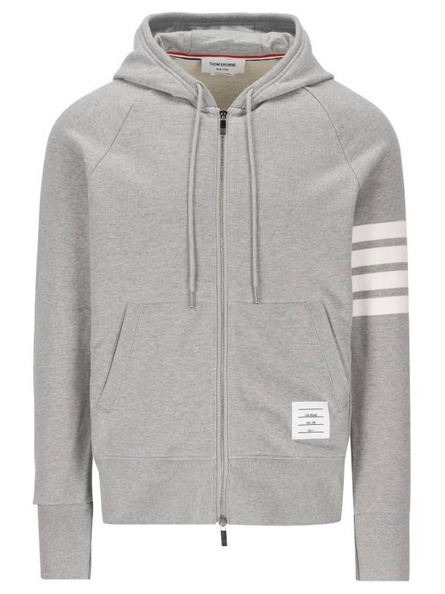 Engineered 4 Bar Diagonal Zip Up Hoodie Light Grey - THOM BROWNE - BALAAN 2