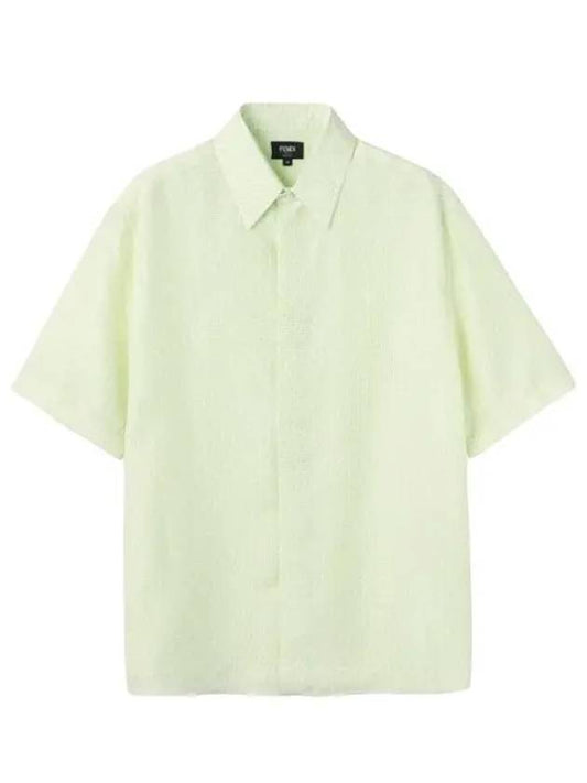 Men's FF Monogram Silk Short Sleeve Shirt Green - FENDI - BALAAN 2