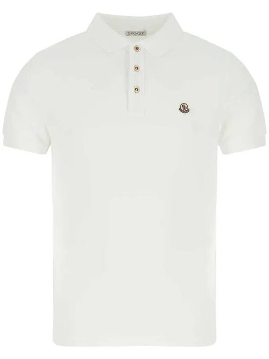 Men's Logo Patch Short Sleeve PK Shirt White - MONCLER - BALAAN 1