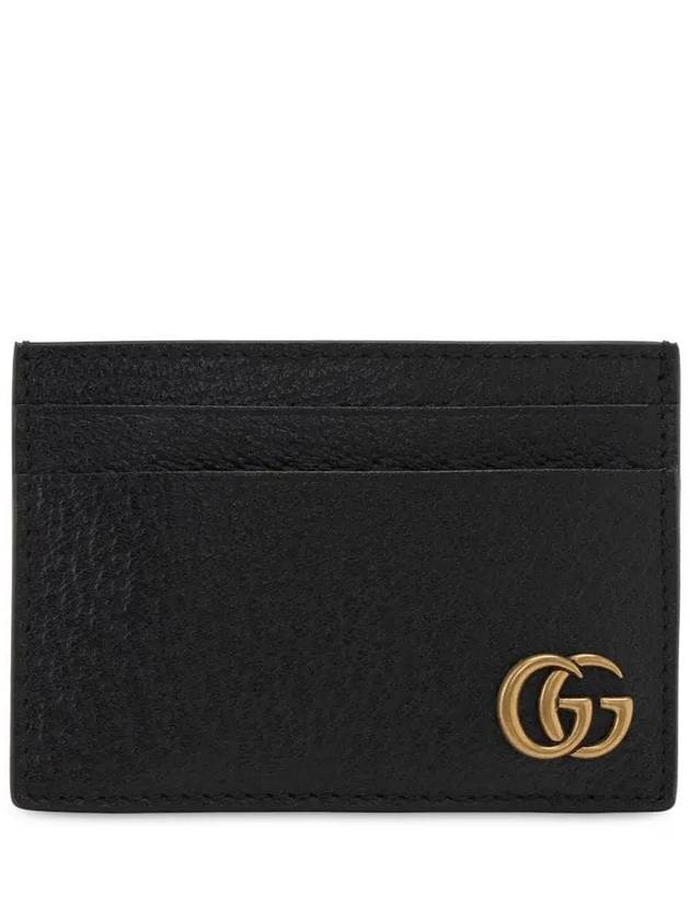 GG Marmont Leather Card Wallet Black - GUCCI - BALAAN 3