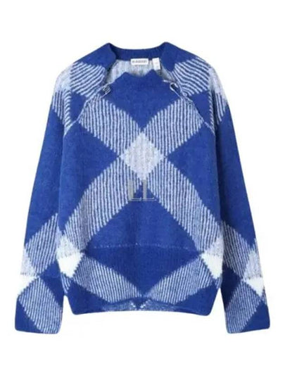 Women's Check Alpaca Wool Blend Knit Top Night - BURBERRY - BALAAN 2