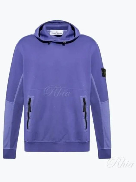 Regular Fit Mercerized Cotton Fleece Cotton Hoodie Purple - STONE ISLAND - BALAAN 2