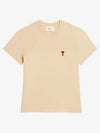 Small Heart Logo Short Sleeve T-Shirt Beige - AMI - BALAAN 2