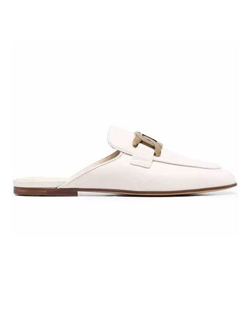 Metal Chain Leather Mule White - TOD'S - BALAAN 1