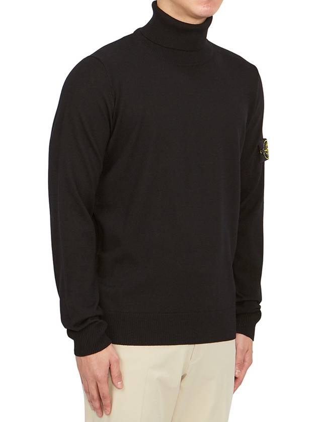 Wappen Patch Virgin Wool Turtleneck Black - STONE ISLAND - BALAAN 4