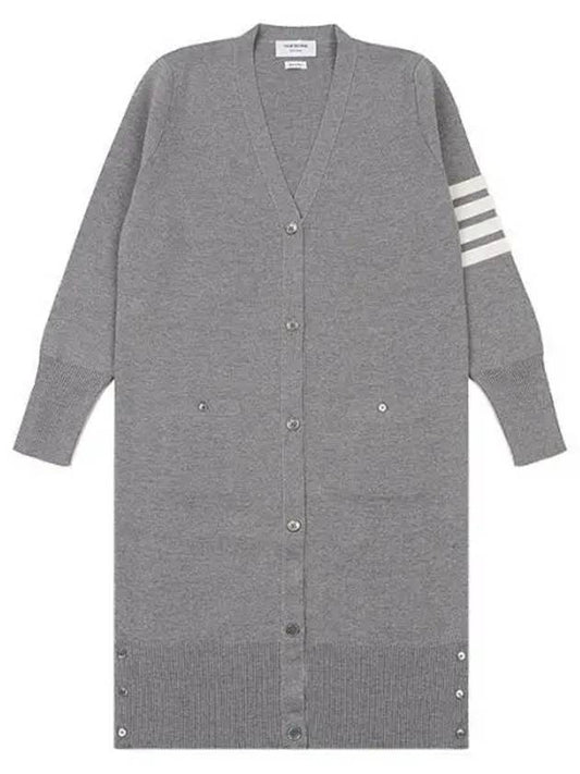 Milano Fine Merino Cardigan Light Grey - THOM BROWNE - BALAAN 2