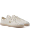 Triangle Logo Lane Leather Low-Top Sneakers Ivory - PRADA - BALAAN 4