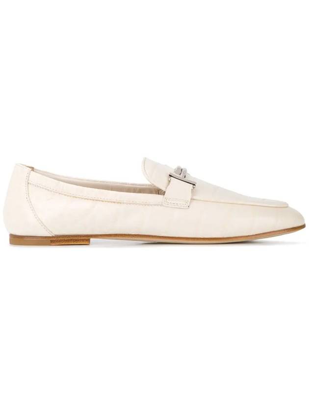 Women's Double T Crocodile Leather Moccasin Loafers White - TOD'S - BALAAN 3