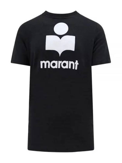 Karman Logo Print Linen Short Sleeve T-Shirt Black - ISABEL MARANT - BALAAN 2