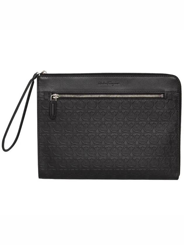 Embossed Gancini Clutch Bag Black - SALVATORE FERRAGAMO - BALAAN 2