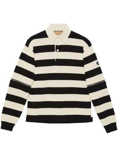 Men's Striped Cotton Polo Shirt Ivory Black - GUCCI - BALAAN 2