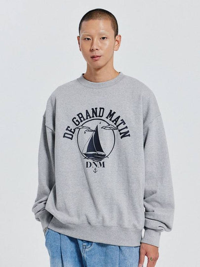 V Heavy Sweat Yacht Sweatshirt Melange Grey - DE GRAND MATIN - BALAAN 2