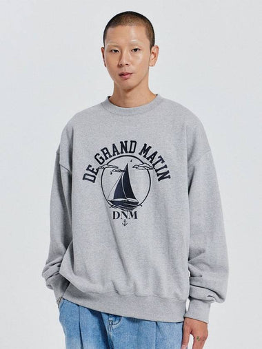 V Heavy Sweat Yacht Sweatshirt Melange Grey - DE GRAND MATIN - BALAAN 1