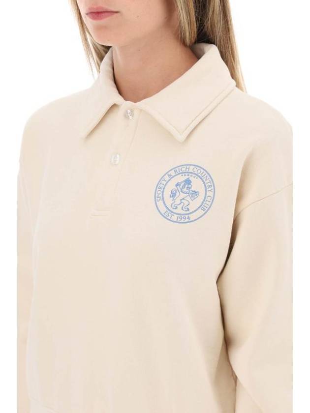 Lion Crest Cotton Polo Shirt Cream - SPORTY & RICH - BALAAN 5