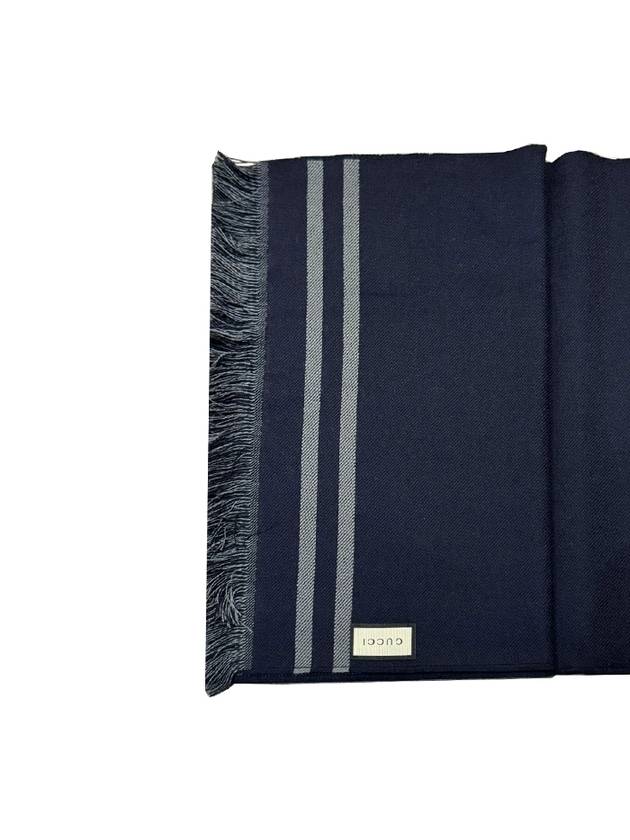 two-tone wool muffler charcoal black - GUCCI - BALAAN.