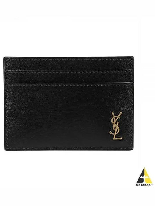 Tiny Monogram Shiny Leather Card Case Black - SAINT LAURENT - BALAAN 2