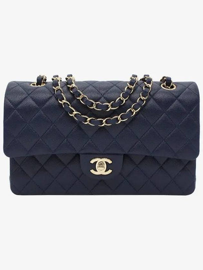 Classic Grained Calfskin Medium Shoulder Bag Navy - CHANEL - BALAAN 2