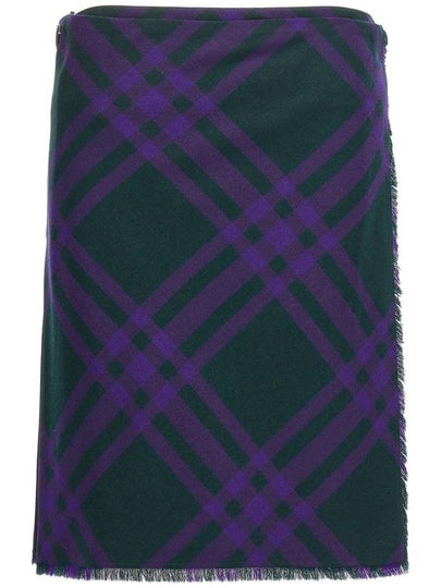 Vintage Check Wool A-Line Skirt Deep Royal - BURBERRY - BALAAN 2