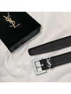 Square Buckle Cassandre Thin Leather Belt Black - SAINT LAURENT - BALAAN 2