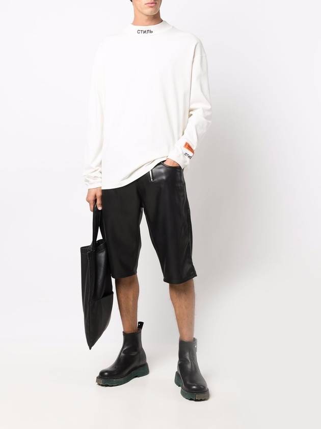 Mock Neck Long Sleeve T-Shirt White - HERON PRESTON - BALAAN 3