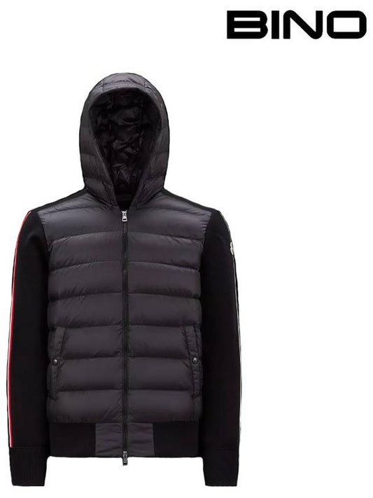 Logo Patch Padded Wool Hooded Jacket Black - MONCLER - BALAAN 2