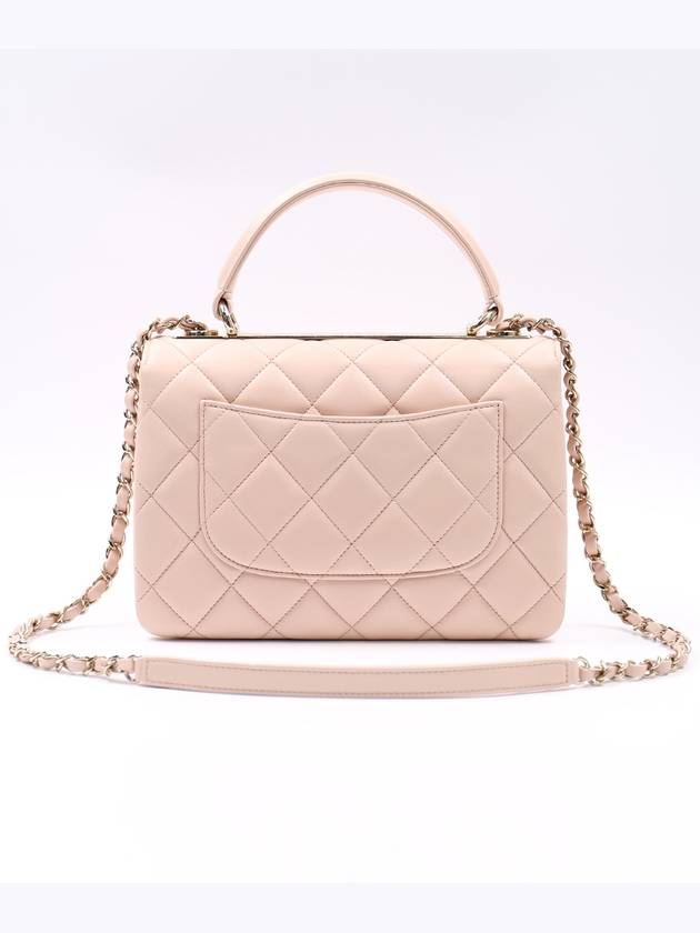 Trendy CC Lambskin Quilted Small Top Handle Tote Bag Light Pink - CHANEL - BALAAN.