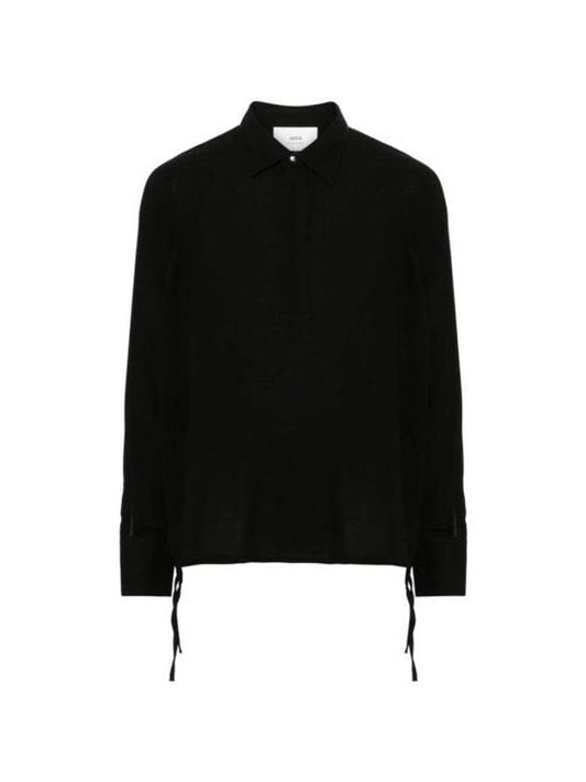 De Coeur Wool Polo Shirt Black - AMI - BALAAN 1