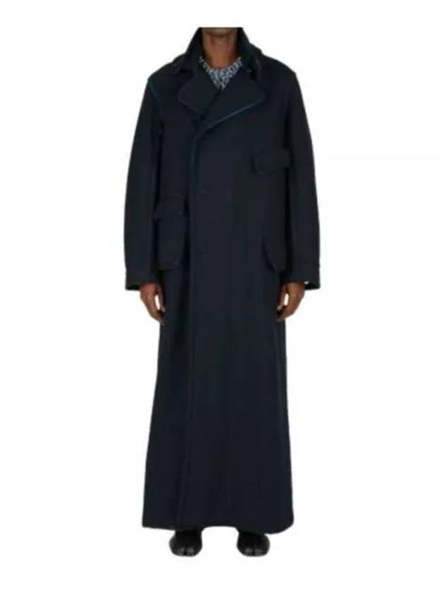 Cut Out Color Combination Detail Virgin Wool Single Coat Navy - MAISON MARGIELA - BALAAN 2