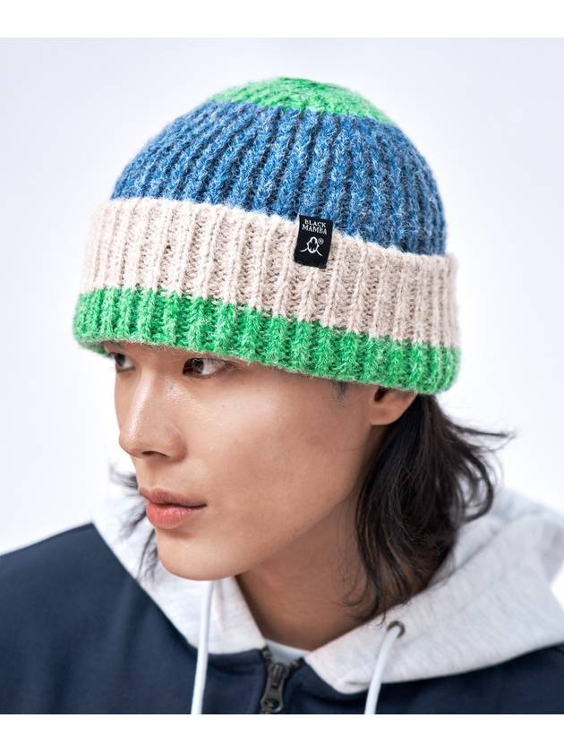 Triple Knit Short Beanie Blue Green - BLACKMAMBA - BALAAN 2