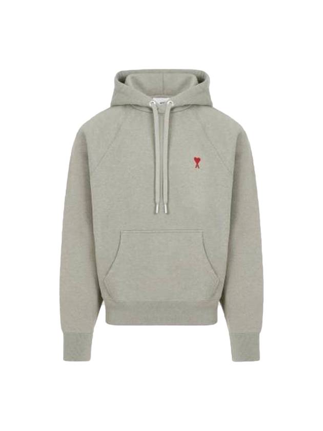 Embroidered Logo Organic Cotton Hoodie Heather Sage - AMI - BALAAN 1