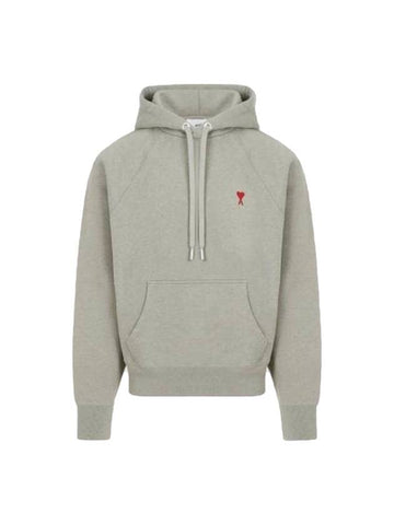 Embroidered Logo Organic Cotton Hoodie Heather Sage - AMI - BALAAN 1