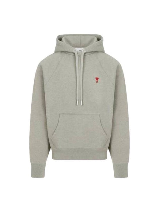 Embroidered Logo Organic Cotton Hoodie Heather Sage - AMI - BALAAN 1