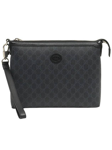 Black GG Supreme Canvas Interlocking G Handstrap Clutch 726833 - GUCCI - BALAAN 1