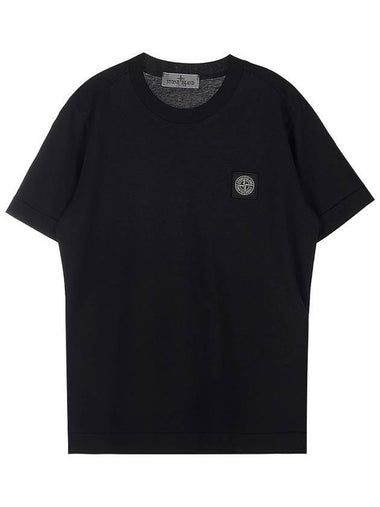 Kids 30/1 Cotton Jersey Short Sleeve T-Shirt Black - STONE ISLAND - BALAAN 1