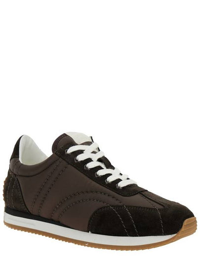 Brown Sneakers With Logo Detail On The Tongue In Suede And Tech Fabric Woman - TOTEME - BALAAN 2