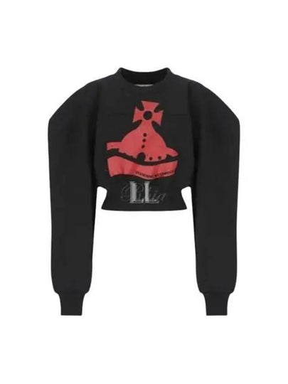 Sunken ORB Cropped Sander Sweatshirt Black - VIVIENNE WESTWOOD - BALAAN 2