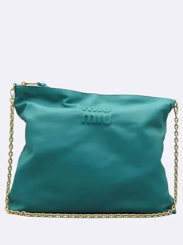 5BC114 Peacock Blue Leather Chain Shoulder Bag - MIU MIU - BALAAN 2